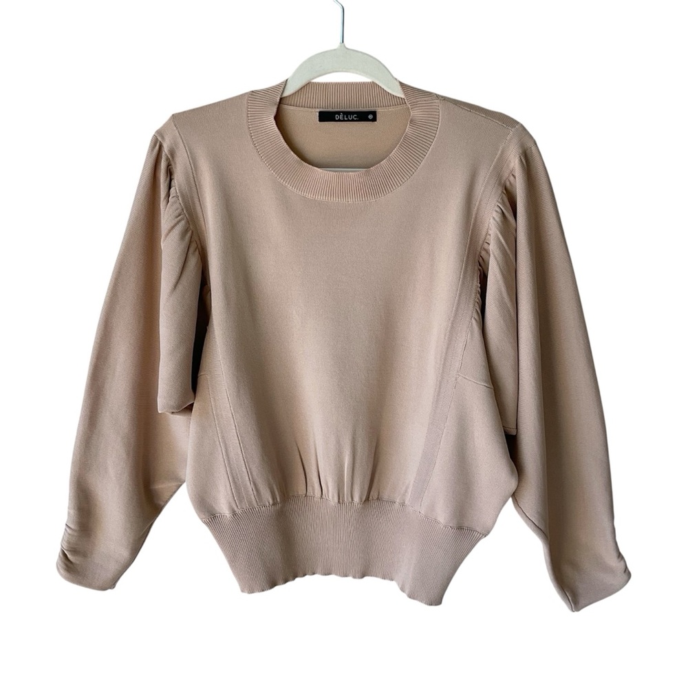 Dèluc Shina Batwing Sleeve Round Neck Beige Sweater Size M